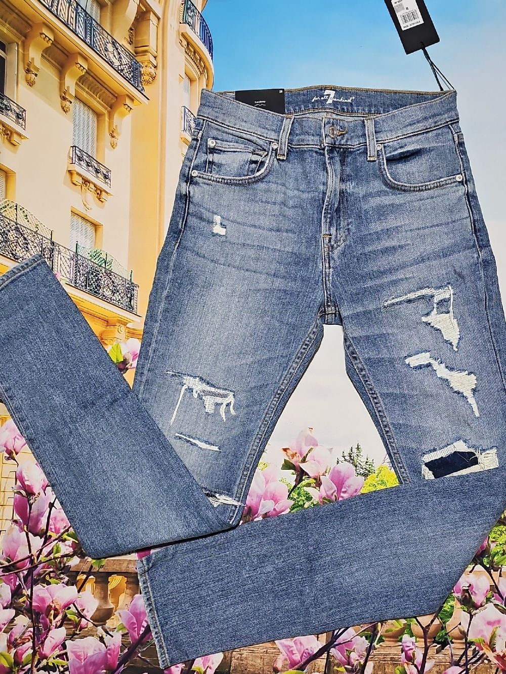 7 For All Mankind Distressed Ryley Skinny Jeans 28x33 New